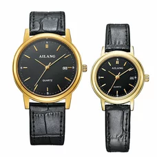 AILANG Leather Simple Quartz Wrist Watch for Couple Lovers ,Set of 2,AL-8804G