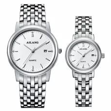 AILANG Leather Simple Quartz Wrist Watch for Couple Lovers ,Set of 2,AL-8805G