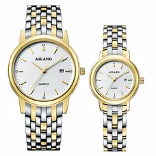 AILANG Leather Simple Quartz Wrist Watch for Couple Lovers ,Set of 2,AL-8807G