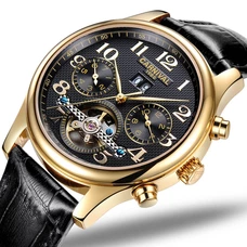 CARNIVAL Luxury Business Automatic watch High end Tourbillon Mechanical watch with Month,Week,Calendar display Skeleton watch