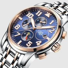 CARNIVAL Multifunction Mechanical Watch Luxury business Automatic Watch Men Calendar Moon phase HD Luminous Steel Skeleton watch