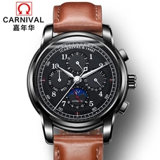 CARNIVAL Fashion Men's Watches Top brand Luxury Multifunction Automatic Watch Men Moon Phase Calendar Mechanical Watch Waterproof