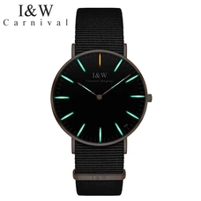 Tritium self luminous Watch Men CARNIVAL fashion Ultrathin Quartz Watch Imported movement Nylon Strap Sapphire Mirror Waterproof