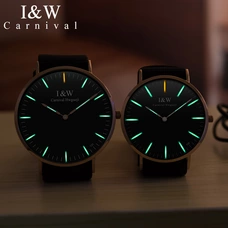 Fashion Tritium luminous Couple Watch CARNIVAL Ultra thin Quartz Watch Sapphire Waterproof Nylon band Couple watches for lovers