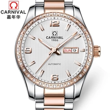 Luxury Business Mechanical Watch CARNIVAL Automatic Watch men Calendar Week Luminous Sapphire Mirror Waterproof Horloges mannen