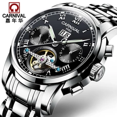 Skeleton Watch CARNIVAL Fashion Tourbillon Automatic Watch men Complete calendar Week HD Luminous Full steel Mechanical watches Skeleton Watch CARNIVAL Fashion Tourbillon Automatic Watch men Complete calendar Week HD Luminous Full steel Mechanical watches