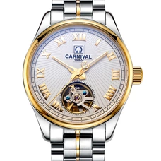 Original CARNIVAL Fashion Automatic Watches Top brand luxury Hollow Tourbillon Mechanical Watch men Luminous Business male clock