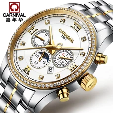 CARNIVAL Luxury Business Men Watch Top brand Moon phase Automatic watch men Multifunction Waterproof Luminous Mechanical watches