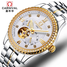 High quality tourbillion mechanical watches Top brand CARNIVAL Business Watch men Japan MIYOTA movement Luminous skeleton watch