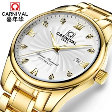 Luxury business Automatic watch men Top brand Mechanical watch Calendar Luminous Sapphire CARNIVAL brand new Men Clock with box