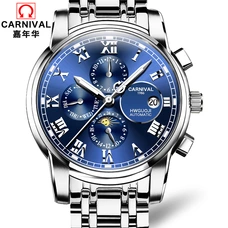 Skeleton Watch Men Automatic Luxury Brand CARNIVAL Multi function Mechanical Watch Waterproof Moon phase Calendar Week Luminous Skeleton Watch Men Automatic Luxury Brand CARNIVAL Multi function Mechanical Watch Waterproof Moon phase Calendar Week Luminous