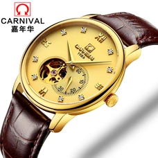 Fashion Hollow out Tourbillion Men Watch CARNIVAL Automatic Watch men Small second dial Sapphire waterproof Mechanical Watches