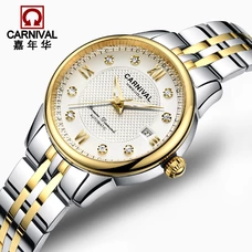 Best Gifts for women Top Brand CARNIVAL Fashion Automatic Watch Women with Calendar Luminous hands Sapphire Mirror Waterproof 