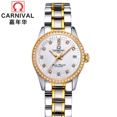 CARNIVAL luxury Automatic Watch Women Fashion Mechanical watches women Calendar Luminous Waterproof Steel Band Relogio femenino
