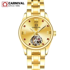 Gifts for women Luxury Gold Watch woman CARNIVAL Tourbillon Automatic Watch Women Luminous Sapphire Waterproof Montre femme 2018