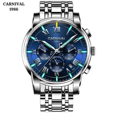 Luxury Tritium Self Luminous Mechanical Watches Top brand CARNIVAL Moon Phase Automatic Watch Men Calendar Week Skeleton watch Luxury Tritium Self Luminous Mechanical Watches Top brand CARNIVAL Moon Phase Automatic Watch Men Calendar Week Skeleton watch