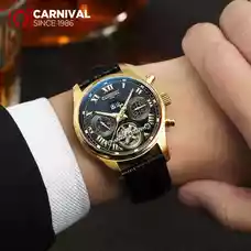Carnival New Fashion Tourbillion Automatic Watches Top Brand Luxury Men Watch Multifunction Month Week Date Waterproof Luminous