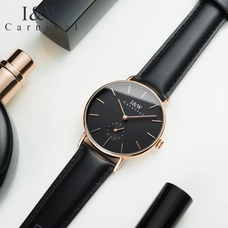 CARNIVAL Fashion Ultrathin Women Watches Quartz Watch Women Imported Swiss movement Small second dial Leather strap Reloj mujer