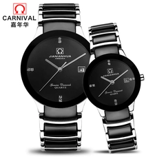 CARNIVAL fashion Couple watch high end Quartz watch with imported Japan movement,Calendar,Ceramics band, Simple Erkek kol saati