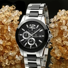 CARNIVAL fashion Watch men High end Multifunction chronograph Quartz Watch with Ceramics band,Calendar,6 pins dial,Luminous hand