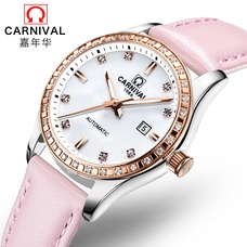 Montre femme 2019 CARNIVAL Fashion Automatic Watch Women Calendar Leather Strap 30m Waterproof Luminous Women Watches Top brand Montre femme 2019 CARNIVAL Fashion Automatic Watch Women Calendar Leather Strap 30m Waterproof Luminous Women Watches Top brand