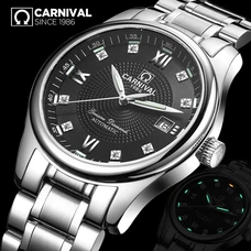 Skeleton watch Top brand CARNIVAL Fashion Automatic watch Men Calendar Tritium self luminous 30m waterproof Full steel Watches Skeleton watch Top brand CARNIVAL Fashion Automatic watch Men Calendar Tritium self luminous 30m waterproof Full steel Watches