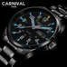 CARNIVAL 25 years Tritium Self Luminous Quartz Men's Watches Top brand full black Watch men with Swiss movement Week Calendar CARNIVAL 25 years Tritium Self Luminous Quartz Men's Watches Top brand full black Watch men with Swiss movement Week Calendar