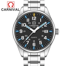Relogio masculino CARNIVAL Fashion Tritium gas Self Luminous Watch men High end Quartz Wristwatch with Swiss movement Calendar Relogio masculino CARNIVAL Fashion Tritium gas Self Luminous Watch men High end Quartz Wristwatch with Swiss movement Calendar