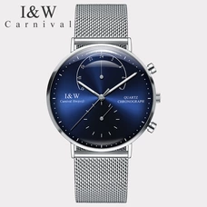 High end Quartz Watches Men CARNIVAL Ultra thin Waterproof Watch Sapphire Mirror Milanese Strap 24 hours Luminous Zegarek meski