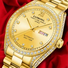 MIYOTA Movement Automatic Watch Self Wind CARNIVAL Luxury Full Gold Mechanical Watch Men Calendar Sapphire Luminous Montre homme MIYOTA Movement Automatic Watch Self Wind CARNIVAL Luxury Full Gold Mechanical Watch Men Calendar Sapphire Luminous Montre homme