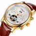 Mens Watch Automatic self-wind Tourbillon Brown Leather Band Date Full Gold Waterproof Watches 40MM Mens Watch Automatic self-wind Tourbillon Brown Leather Band Date Full Gold Waterproof Watches 40MM