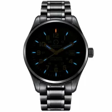Carnival Mens Fashion Tritium Luminous Waterproof Steel Watchband Quartz Watch Wristwatch - black case blue lumin