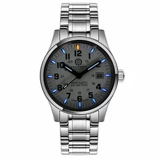 Mens Fashion Tritium Luminous Waterproof Steel Watchband Quartz Watch Wristwatch - silver case blue luminous Mens Fashion Tritium Luminous Waterproof Steel Watchband Quartz Watch Wristwatch - silver case blue luminous