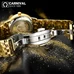 Men Automatic Mechanical Watch Tourbillon Gold Diamond Dial Stainless Steel Band Date Week Watches