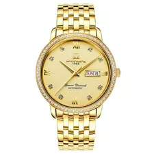 Men Automatic Mechanical Watch Tourbillon Gold Diamond Dial Stainless Steel Band Date Week Watches Men Automatic Mechanical Watch Tourbillon Gold Diamond Dial Stainless Steel Band Date Week Watches
