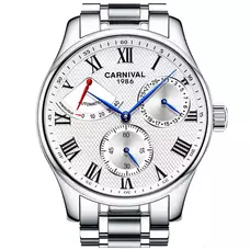 Men Automatic Watch Power Reserve Display White Dial Stainless Steel Mechanical Analog Watches 40MM Men Automatic Watch Power Reserve Display White Dial Stainless Steel Mechanical Analog Watches 40MM