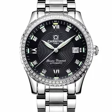 Mens Business Tritium Luminous Waterproof Steel Watchband Automatic Self-Wind Mechanical Watch Wristwatch - silver bezel black dial Mens Business Tritium Luminous Waterproof Steel Watchband Automatic Self-Wind Mechanical Watch Wristwatch - silver bezel black dial