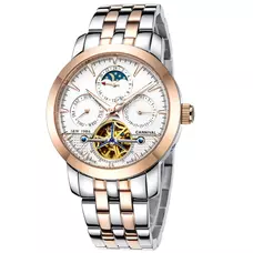 Carnival Men's Watch Automatic Mechanical Tourbillon Stainless Stell Date White Dial Skeleton Watch