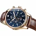 Mens Business Multifunction Moon Phase Dial Leather Watchband Automatic Mechanical Watch Wristwatch - gold bezel blue dial