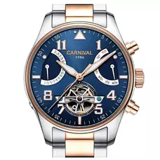 Men Aviator Automatic Mechanical Luminous Blue Dial Rose Gold Steel Case Sapphire Glass Week Watch Men Aviator Automatic Mechanical Luminous Blue Dial Rose Gold Steel Case Sapphire Glass Week Watch