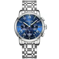 Carnival Men's Tritium Luminous Watch Automatic Mechanical Tourbillon Date Blue Dial Skeleton Watch Carnival Men's Tritium Luminous Watch Automatic Mechanical Tourbillon Date Blue Dial Skeleton Watch