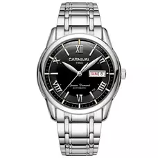 Men Luminous Tritium Automatic Mechanical Watch Blue Light Week days Silver Black Dial Watches Men Luminous Tritium Automatic Mechanical Watch Blue Light Week days Silver Black Dial Watches