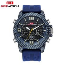  KAT-WACH KT1804 Mens Watches Top Brand Luxury 5ATM Waterproof 24 hour Date Quartz Watch Man Leather Sport Wrist Watch For Men