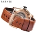 Parnis Mechanical Watches Men Automatic 43mm Luxury Watch Gold Case Waterpoof Power Reserve Wristwatch Relogio Masculino 2018