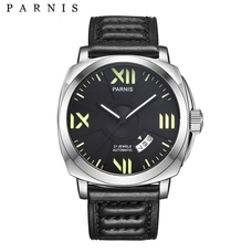 2017 New Arrivals Mens Watces Top Brand Luxury Automatic Watch Parnis 44mm Mechanical Watches Calendar Luminous 100M Swim