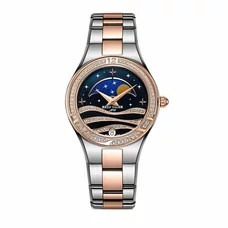 Reef Tiger Luxury Fashion Watches for Women Rose Gold Tone Tone Case Moon Sun Quartz Watch RGA1524