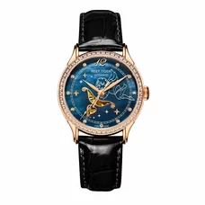 Reef Tiger Blue Dial Watches for Women Diamonds Rose Gold Automatic Watches RGA1550