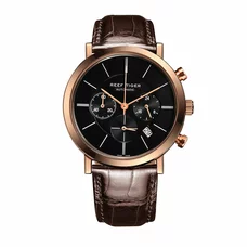 Reef Tiger Ultra Thin Rose Gold Tone Wrist Watches For Men Analog Display Quartz Watches RGA162