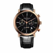 Reef Tiger Ultra Thin Rose Gold Tone Wrist Watches For Men Analog Display Quartz Watches RGA162