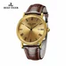 Reef Tiger Designer Dress Watches for Men Yellow Gold Case Leather Strap Date Automatic Watch RGA163